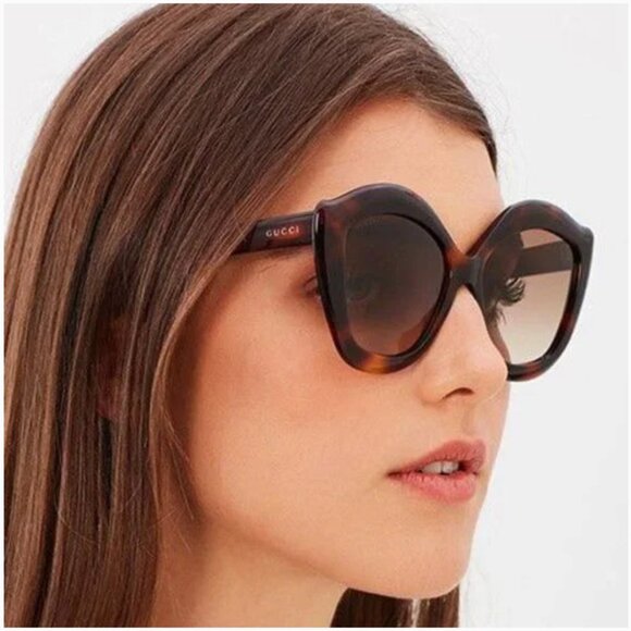 Designer Gucci Oversized Cat Eye Havana Sunglasses - New - Picture 5 of 11